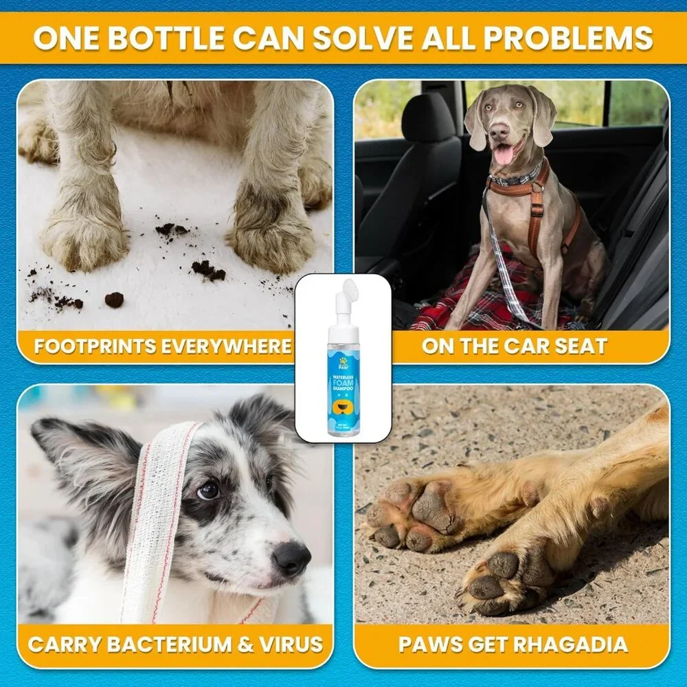 Be Happy Paw Dog Paw Cleaner 5.07fl oz, Coconut Fragrance, No-Rinse Waterless